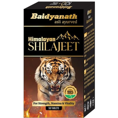 Baidyanath Shilajeet 50 Tabletten voor Kracht Uithoudingsvermogen Energie Vitaliteit Ondersteuning Dagelijkse Welzijn