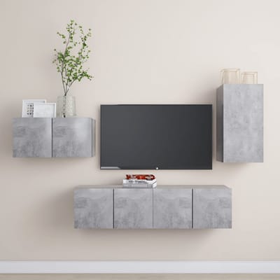 vidaXL - 4-delige - Tv-meubelset - bewerkt - hout - betongrijs