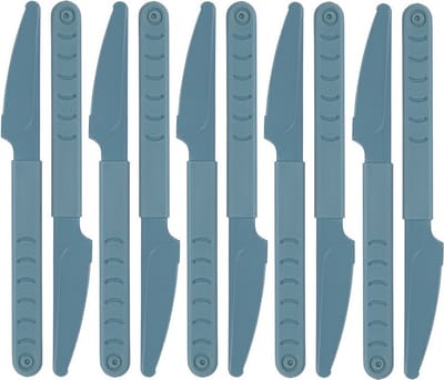Excellent Houseware Messen - 10x stuks - blauw - kunststof - 18 cm - herbruikbaar