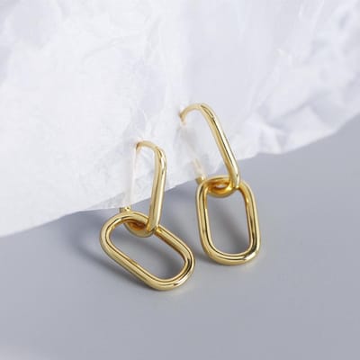 925 Sterling Zilver Dames Geometrische Ovale Hoop Oorbellen, Metalen Eenvoudige Stijl, Afneembare Oorbellen Meisjes Oorbellen gray