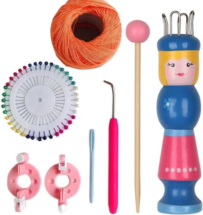 Set voor Kinderen: Brei- en Weefframe met Haaknaald, Breinaalden en Creatieve Gereedschappen voor Handwerkactiviteiten
