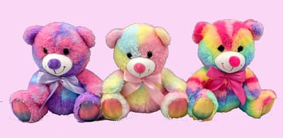 3 plush beren multicolor - 23 cm - zeer zachte pluche beertjes - lieve knuffels - uitdeelcadeautje - traktatie