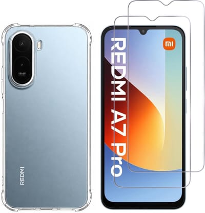 Hoesje Ultraslank geschikt voor Xiaomi Redmi A7 Pro 4G backcover siliconen Transparant en 2 stuks Screenprotector Gehard Glas