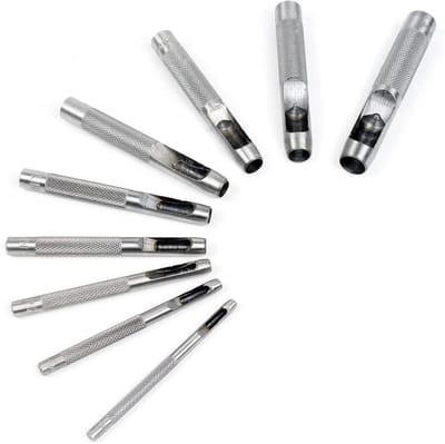 Ponsset - Gatensnijder - Leer Bewerken - 9 Delig - 3-12 mm - Zilverkleurig