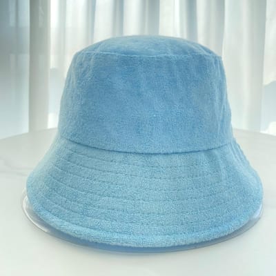Eenvoudige Badstof Emmerhoed Lente Herfst Buiten Panama Zon Vissershoed Unisex Snoep Effen Kleur Mode Pet lichtblauwe kleur