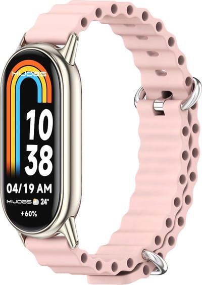 By Qubix - Ocean siliconen bandje - Roze - Geschikt voor Xiaomi Smart Band 8 / 9 / 10