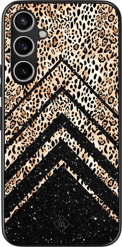 Casimoda® hoesje - Geschikt voor Samsung Galaxy S23 FE - Chevron Luipaard - Zwart TPU Backcover - Luipaardprint - Zwart