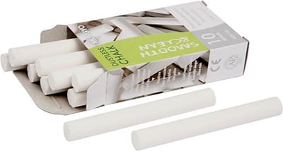 Schoolbordkrijt, L: 8 cm, d 10 mm, wit, 10x10 stuk/ 1 doos