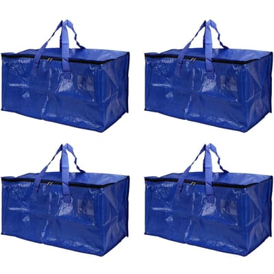 4 sacs de déménagement grande capacité pliables pour rangement de vêtements avec poignées de transport pour emballage à la maison et en voyage Bleu bleu