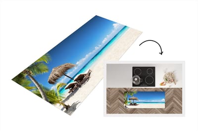 Keukenloper - Loper keuken - Strand - Parasol - Zee - 120x50 cm - Keukenloper vinyl