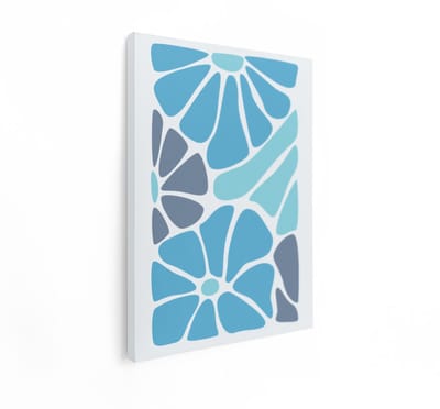 Artaza Canvas Schilderij Abstract - 60x80 cm - Wanddecoratie Bloemen Modern - Muurdecoratie Abstracte Schilderijen - Decoratie Blauw