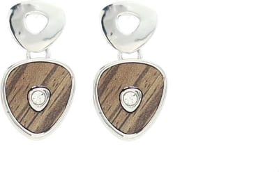 Behave - Oorbellen hout patroon - Zilverkleur - Natuurlijk elegant