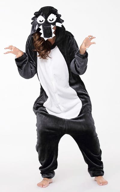 Wolf Onesie Pak Kostuum Outfit Huispak Jumpsuit Verkleedpak - Verkleedkleding - Halloween & Carnaval - SnugSquad - Kinderen & Volwassenen - Unisex - Maat XL voor Lichaamslengte (173 - 195 cm)