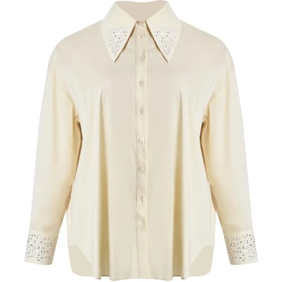 Geborduurd lange mouw blouse voor dames Mat Fashion