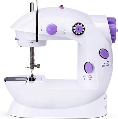 IBBO® - Naaimachine - Adaptor 2 Snelheden - met voetpedaal & accessoires - Compacte Naaimachine - Handnaaimachine Elektrisch - Wit/Paars