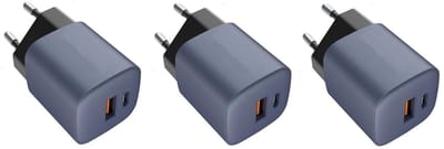 3 stuks OneOne 33W snellader met 2 poorten. USB C en USB A poorten. GAN lader. PD PPS oplader adapter past op Apple iPhone 15, iPhone 15 Plus, 15 Pro, 15 Pro Max, iPhone 16, 16 Plus, 16 Pro, iPhone 17, 17 Air, 17 Pro, 17 Ultra