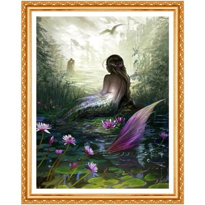 5D DIY diamant schilderij  Zeemeermin  borduren kruissteek strass schilderij 20X30CM black