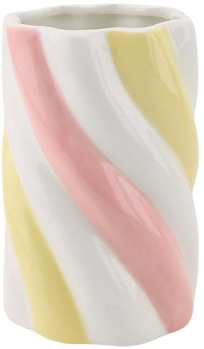Housevitamin Vaas - Bloemenvaas Kabel Spek - Dolomiet - Geel/Roze - 10x10x15cm