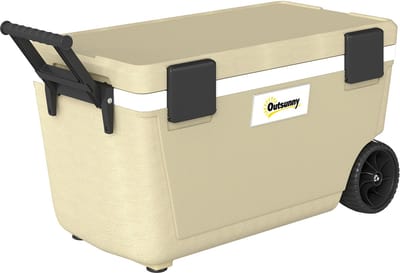 Outsunny Cooler Box-HDPE, PU-schuim-84L x 42,2B x 44,3H cm-Khaki