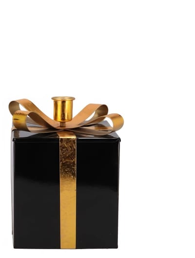 Glam wild black candle holder 9x14cm