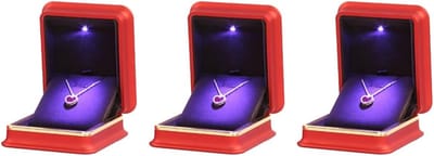 Sieradendoos met LED - Juwelendoosje Organizer - Sieraden Opbergen - Zachte Pluisvoering - 7.2 x 8.4 x 3.8 cm - Rood