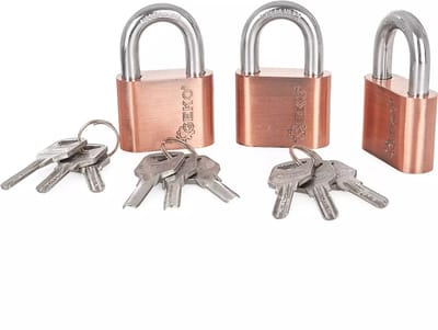 GEKO Set van 3 nikkel-geplateerde hangsloten - 50mm - Eén sleutel systeem
