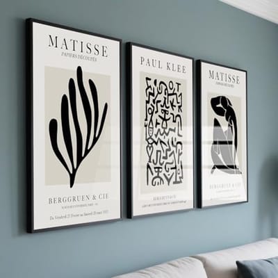 Set van 3 Beige Abstracte Wandposters Moderne Stijl voor Woonkamer en Slaapkamer
