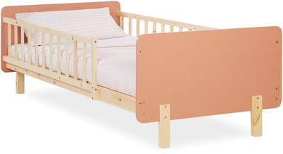 Homestyle4u Kinderbed - 90x200 cm - Houten bed - met lattenbodem - Valbeveiliging - Rood