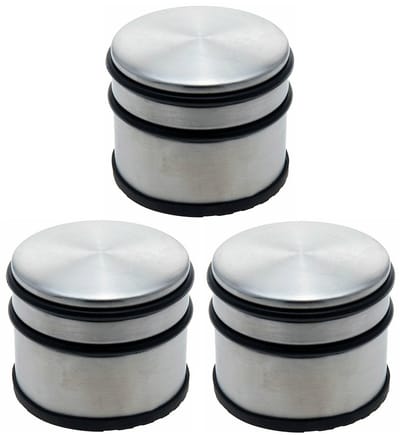 Deurstopper - 3x - met rubberen bescherming - rond - 9 x 7,5 cm - 1,1 kg