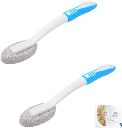 Puimsteen voor WC - Pumice Stick - Kalkverwijderingsborstel – Puimsteenborstel - met Handvat - Blauw – 2-pack