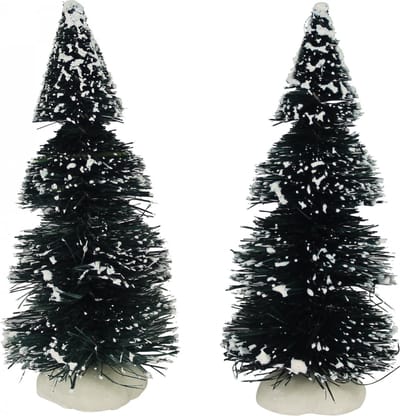 Dickensville - Winterse Kerstboom 10cm - Set van 2