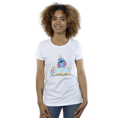 Disney Dames/Dames Lilo & Stitch Lezen Boek Katoenen T-Shirt (Wit)