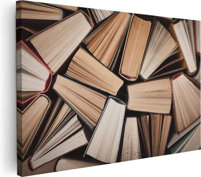 Artaza Canvas Schilderij Boeken - 30x20 cm - Klein - Muurdecoratie Kantoor - Wanddecoratie Woonkamer - Schilderijen Op Canvas