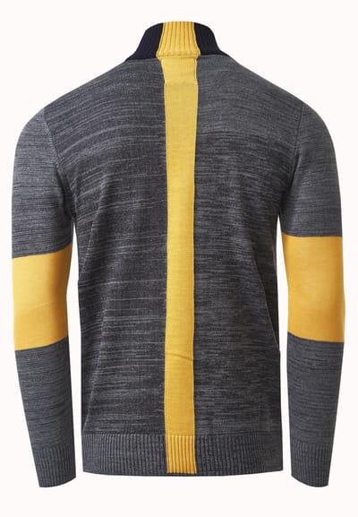 Fijn gebreide trui in colorblock-stijl met opstaande kraag