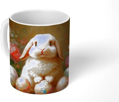Mok - Koffiemok - Konijn - Paaseieren - Stilleven - Mokken - 350 ML - Beker - Koffiemokken - Theemok