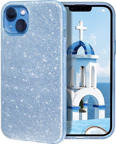 oTronica TPU Backcover Geschikt voor iPhone 13 Pro Max glitter hoesje - Blauw