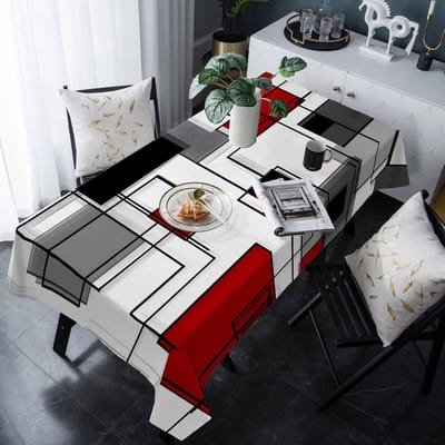 Zwart Grijs Wit Kleurblok Rechthoekig Tafelkleed Tafel Decoratie Herbruikbaar Waterdicht Keuken Eettafel Doek Feestdecoratie 100x160cm