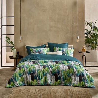 De Witte Lietaer Dekbedovertrek Katoen Satijn Rue - Lits Jumeaux - 240 x 220 cm - Groen