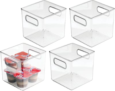 Famanu - Opbergbak set van 4 – doorzichtig – voor specerijen, pakjes of voorraad