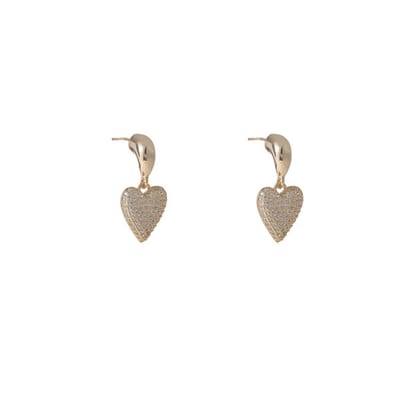 Go Dutch Label Oorknoppen Full Heart Sparkle Goudkleurig