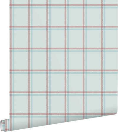 ESTAhome behang ruiten blauw en rood - 50 x 900 cm - 132165