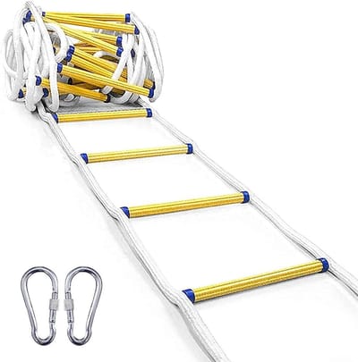 Veiligheidsladder - Noodladder Touwladder - Snelle Ontsnapping - Hittebestendig Nylon Materiaal - 15 Meter - Zwart