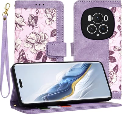 Hoesje geschikt voor HONOR Magic6 Pro - Techsuit FlipCraft Book Wallet Case met koord - Mysterious Purple