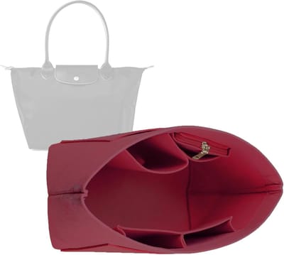 Famanu – Handtas-organizer - inzetstuk voor grote handtassen - wijnkleur - L-formaat - duurzaam materiaal - meerdere vakken - praktisch voor organiseren van accessoires en persoonlijke items