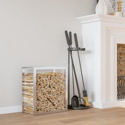 Houtopslag Rek - Haardhouthouder - Binnen Buiten - Roestvrij Staal - 50x28x56cm - Zilver
