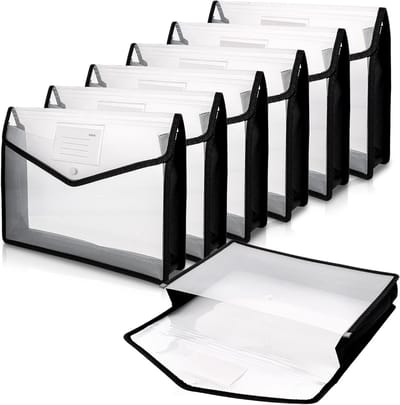 8 Stuks Documentenmap A4 met Drukknop, Plastic Opbergmap voor Papier, School, Kantoor en Reizen, 33 x 25 x 8 cm
