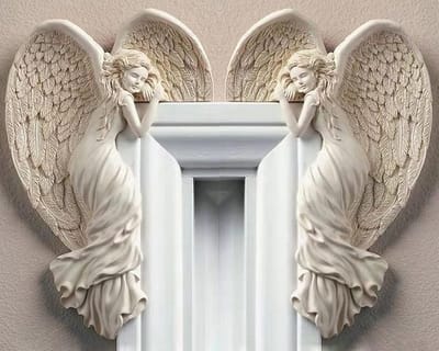 Decoratieve Engel Beeld voor aan de Wand - Beeld met Vleugels als Beschermengel - Kerstdecoratie en Cadeau voor Kinderen