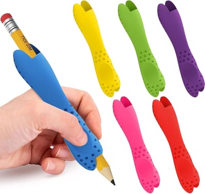 Set van 6 Siliconen Schrijfhulpmiddelen, Potloodgrepen met Antislip, Penhouder voor Teken- en Schrijfondersteuning voor Links- en Rechtshandigen