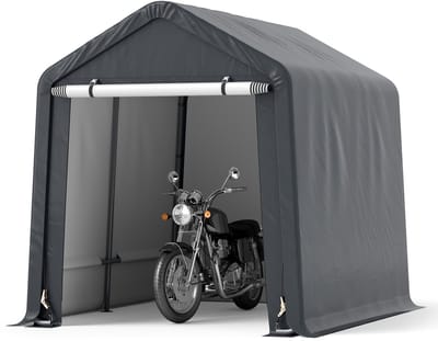 COSTWAY Gereedschapsschuur 195 x 240 x 214 cm, fietsgarage, gereedschapsschuur, tentgarage, garagetent, tuinschuur, opslagtent, multifunctionele overkapping