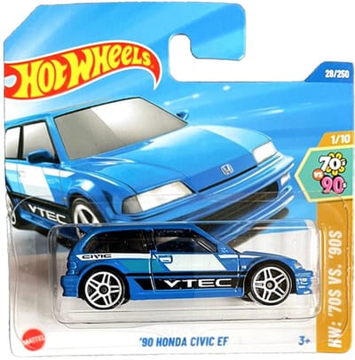 HOT WHEELS HONDA '90 CIVIC EF RACING BLUE HYW81 HW '70S VS '90S 1:64